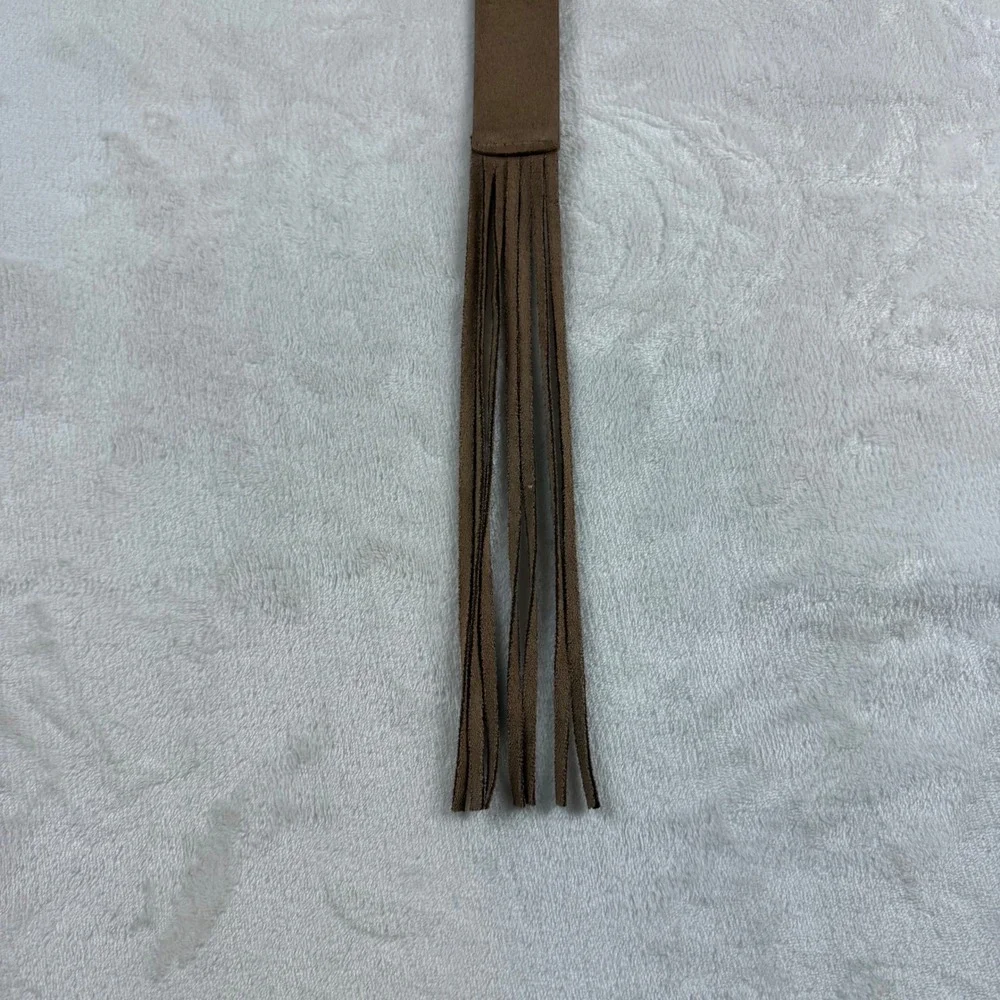 Faux Suede Fringe Belt Womens OS Brown Double Ring Boho Western Rustic Unbranded